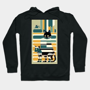 Striped Whisker Charm: Elegant Cat Design Hoodie